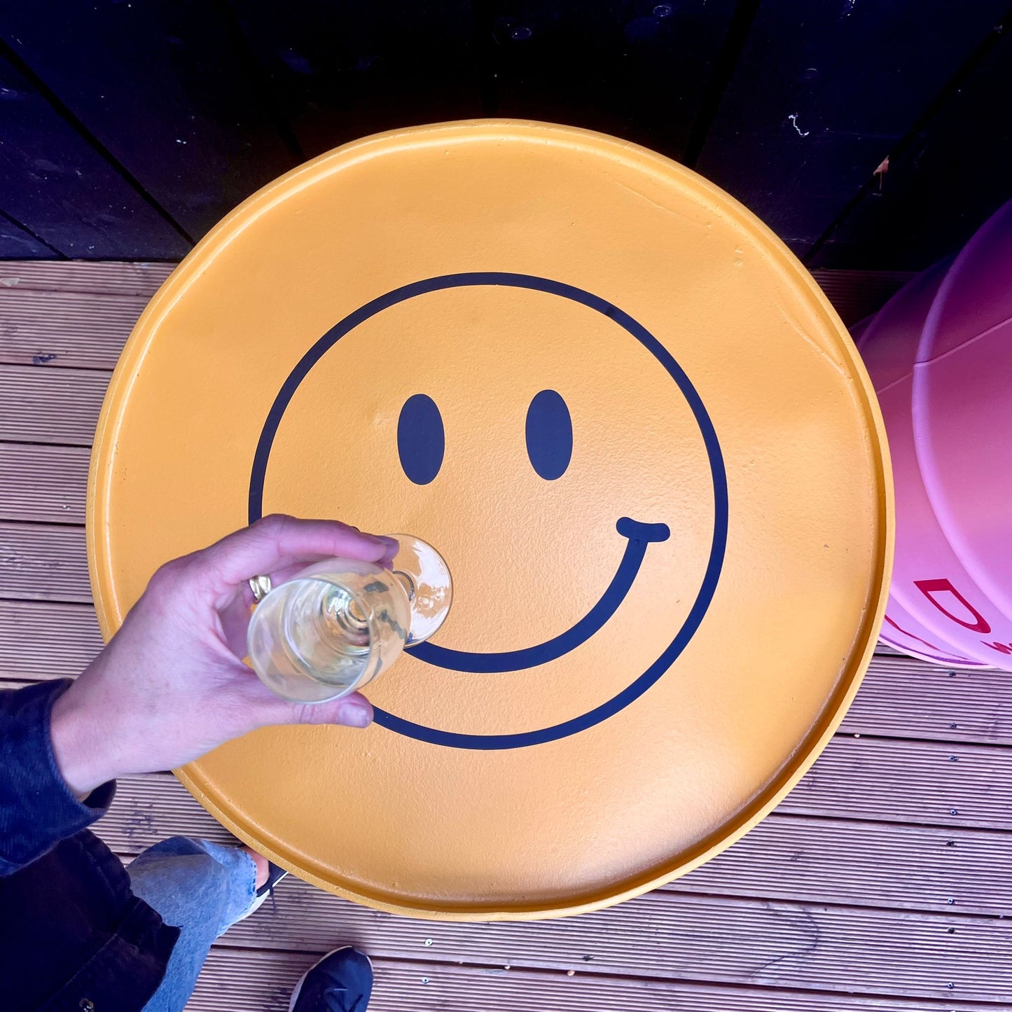 Festival set of oil barrel tables.